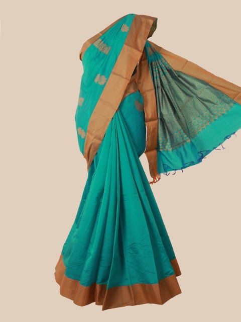 

Pothys Green & Brown Ethnic Motifs Silk Cotton Kovai Saree