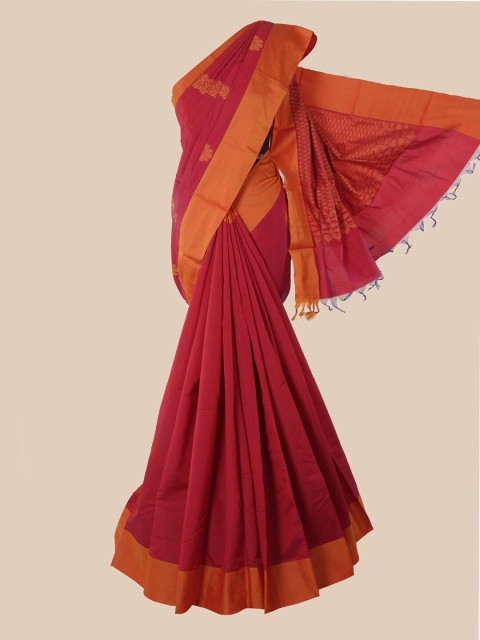 

Pothys Red & Orange Ethnic Motifs Silk Cotton Kovai Saree