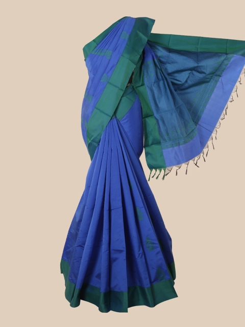 

Pothys Blue & Sea Green Woven Design Silk Cotton Kovai Saree