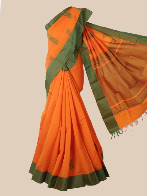 

Pothys Orange & Green Ethnic Motifs Silk Cotton Kovai Saree