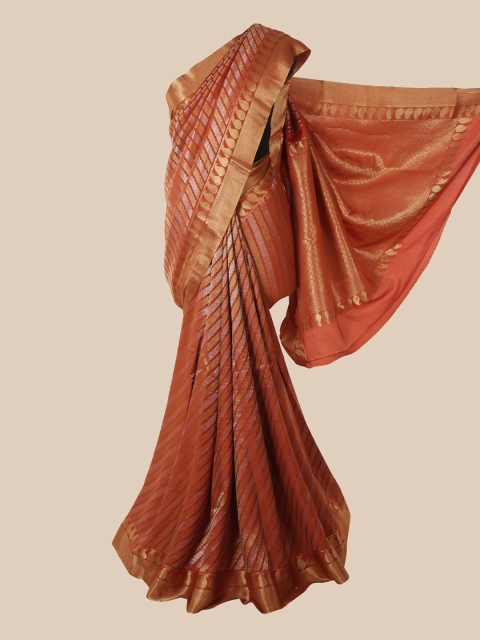 

Pothys Orange & Grey Woven Design Pure Silk Mysore Silk Saree