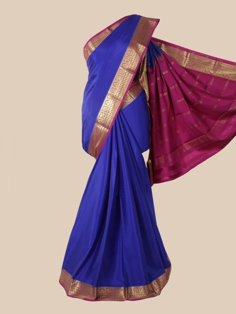 

Pothys Blue & Magenta Pure Silk Mysore Silk Saree