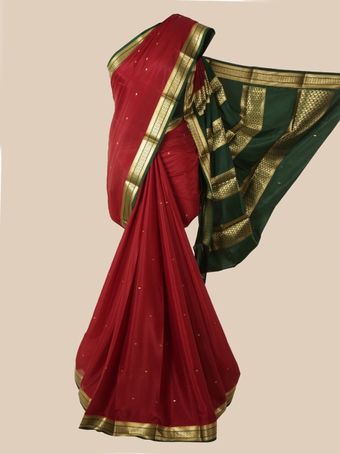 

Pothys Maroon & Green Woven Design Pure Silk Mysore Silk Saree