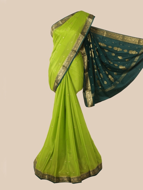 

Pothys Green & Teal Woven Design Pure Silk Mysore Silk Saree