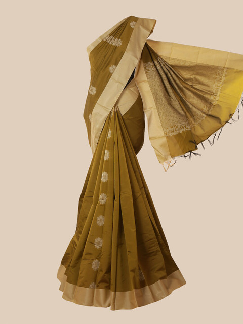

Pothys Green & Beige Ethnic Motifs Silk Cotton Kovai Saree