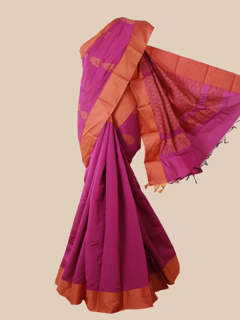 

Pothys Magenta & Peach-Coloured Ethnic Motifs Silk Cotton Kovai Saree