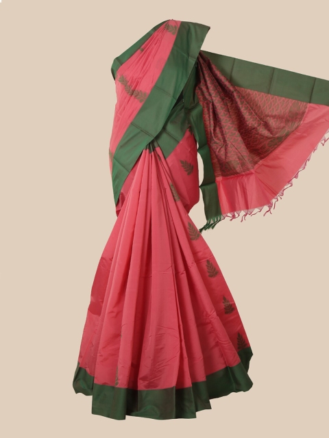 

Pothys Pink & Green Ethnic Motifs Silk Cotton Kovai Saree