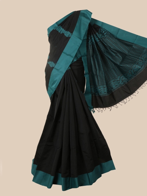 

Pothys Black & Blue Woven Design Silk Cotton Kovai Saree