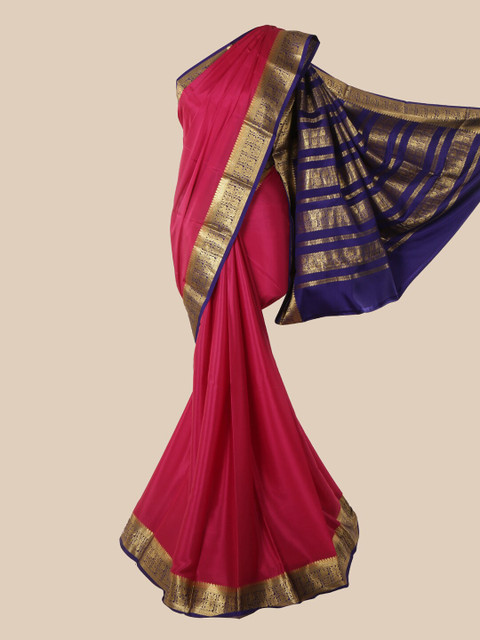 

Pothys Pink & Blue Pure Silk Mysore Silk Saree