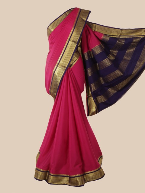 

Pothys Pink & Blue Pure Silk Mysore Silk Saree