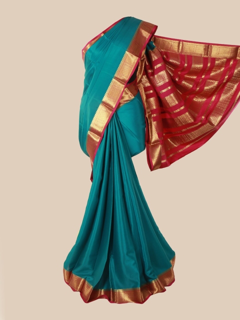 

Pothys Turquoise Blue & Pink Pure Silk Mysore Silk Saree