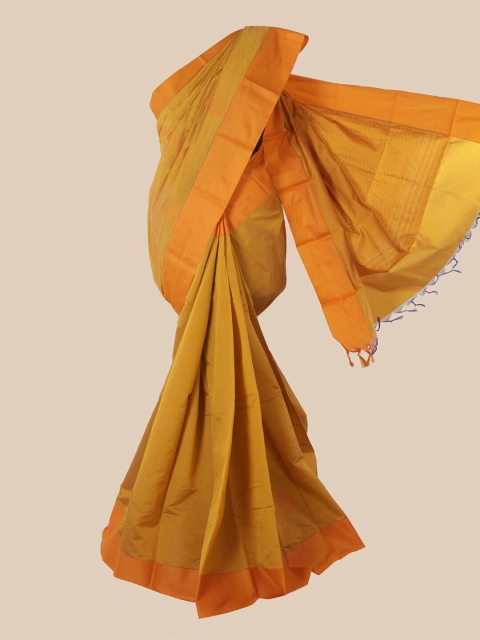 

Pothys Mustard & Orange Ethnic Motifs Silk Cotton Kovai Saree