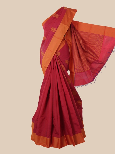 

Pothys Pink & Tan Ethnic Motifs Silk Cotton Kovai Saree