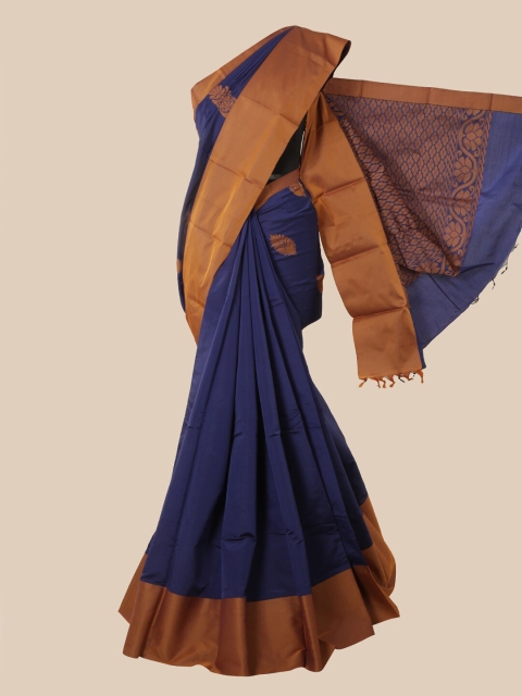 

Pothys Blue & Brown Ethnic Motifs Silk Cotton Kovai Saree