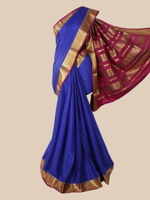 

Pothys Blue & Magenta Pure Silk Mysore Silk Saree