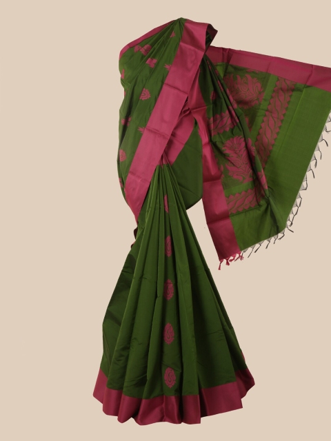 

Pothys Green & Pink Ethnic Motifs Silk Cotton Kovai Saree