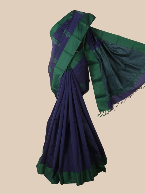 

Pothys Blue & Green Ethnic Motifs Silk Cotton Kovai Saree