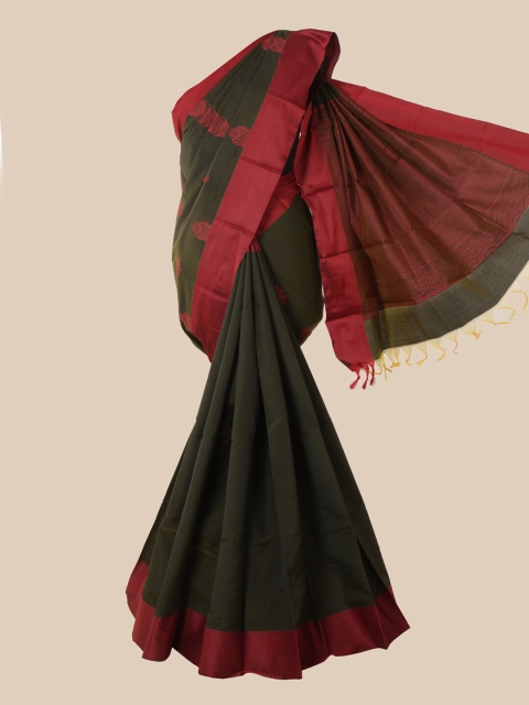 

Pothys Green & Maroon Ethnic Motifs Silk Cotton Kovai Saree