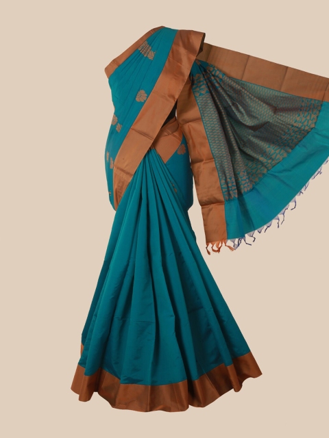 

Pothys Green & Brown Ethnic Motifs Silk Cotton Kovai Saree