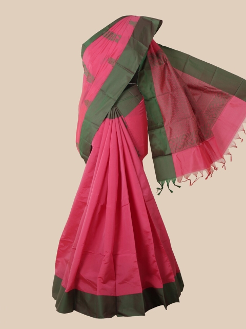 

Pothys Pink & Green Ethnic Motifs Silk Cotton Kovai Saree