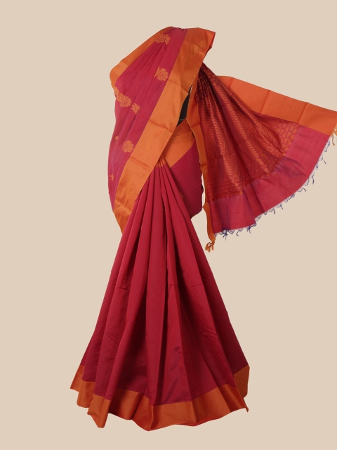 

Pothys Red & Tan Ethnic Motifs Silk Cotton Kovai Saree