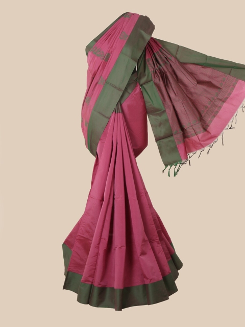 

Pothys Pink & Grey Ethnic Motifs Silk Cotton Kovai Saree