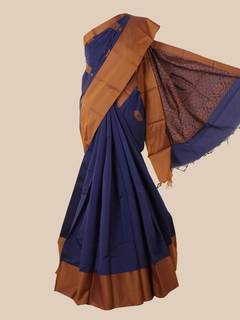 

Pothys Blue & Brown Ethnic Motifs Silk Cotton Kovai Saree