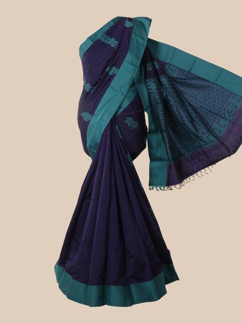 

Pothys Blue Woven Design Silk Cotton Kovai Saree