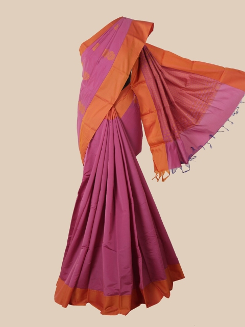 

Pothys Pink & Mustard Woven Design Silk Cotton Kovai Saree