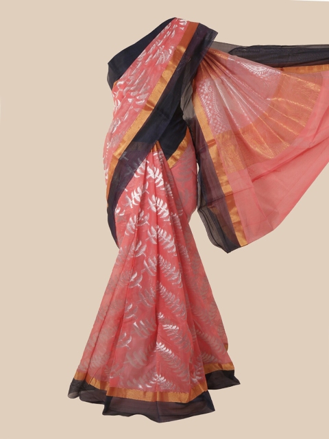 

Pothys Pink & Black Woven Design Silk Cotton Kovai Saree