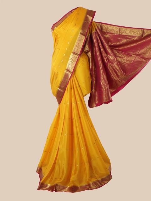 

Pothys Yellow & Pink Woven Design Pure Silk Mysore Silk Saree