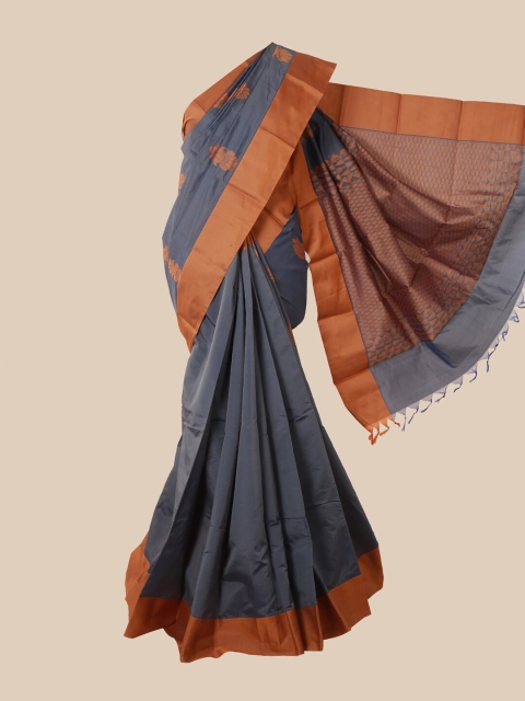 

Pothys Grey & Tan Woven Design Silk Cotton Kovai Saree