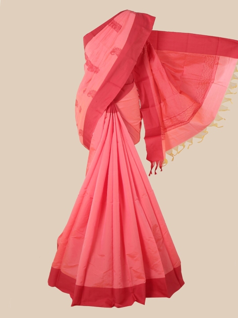 

Pothys Pink Woven Design Silk Cotton Kovai Saree
