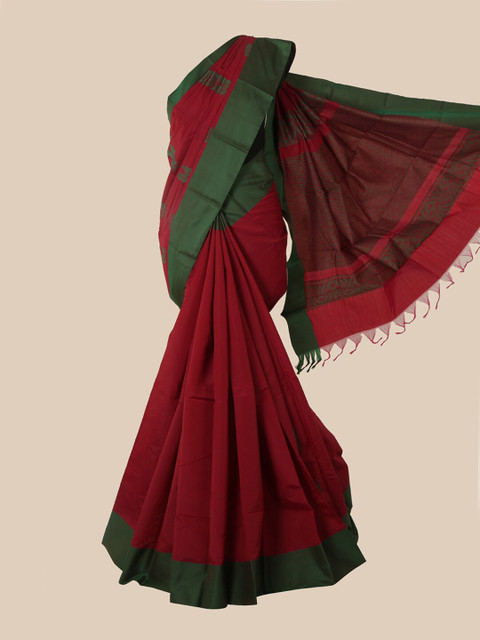 

Pothys Red & Green Woven Design Silk Cotton Kovai Saree