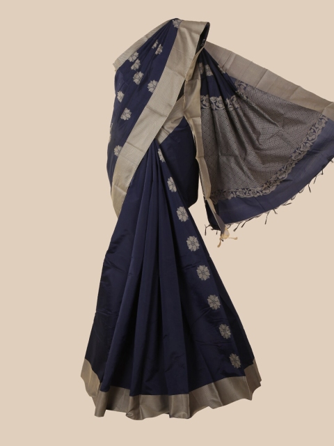 

Pothys Blue & Grey Woven Design Silk Cotton Kovai Saree