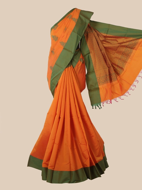 

Pothys Orange & Green Woven Design Silk Cotton Kovai Saree