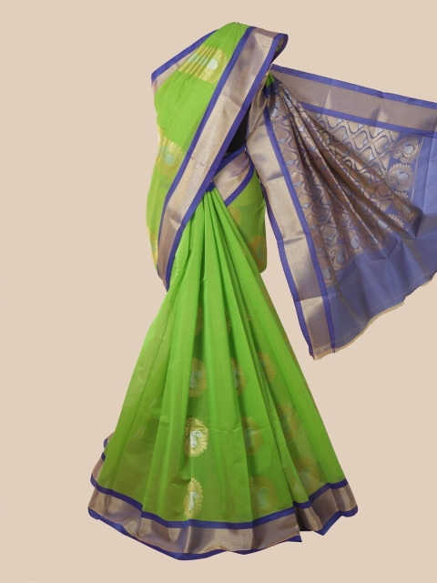 

Pothys Green & Blue Woven Design Silk Cotton Kovai Saree