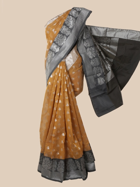 

Pothys Mustard & Black Woven Design Zari Silk Cotton Kovai Saree