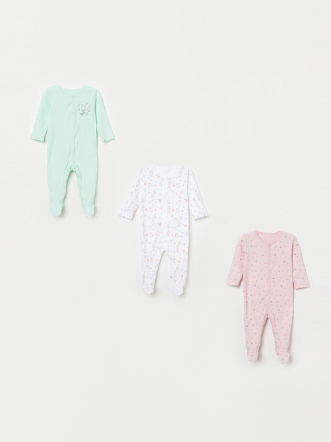 

Juniors by Lifestyle Infant Pack Of 3 Printed Cotton Sleepsuits, White