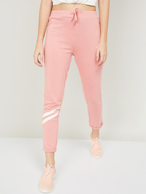 

Kappa Women Pink Solid Cotton Track Pants
