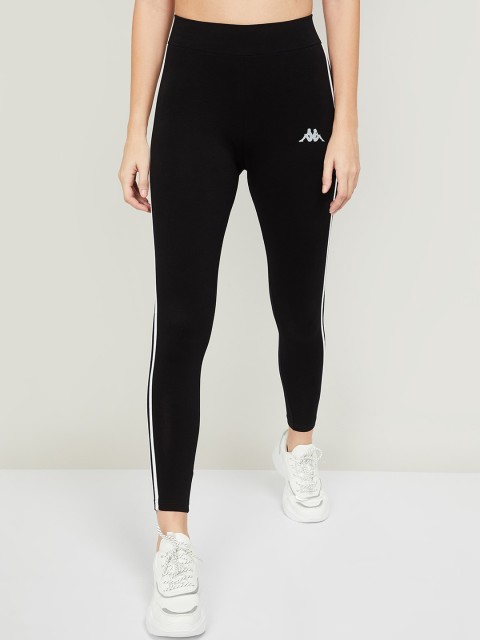 

Kappa Women Black & White Solid Cotton Tights