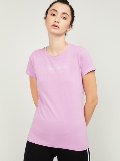 

Kappa Women Purple Brand Logo Printed Slim Fit T-shirt