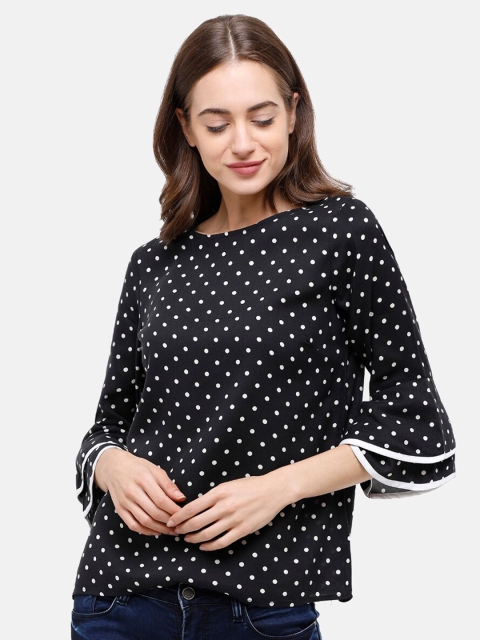 

Double Two Women Black & White Printed Regular Top