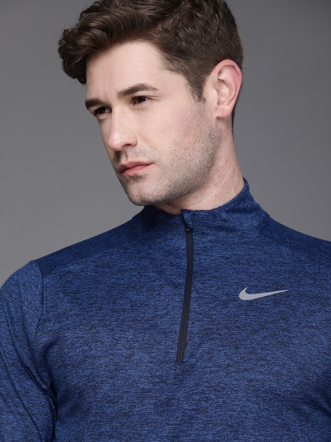 

Nike Men Navy Blue Self-Design Dri-FIT Element Running T-shirt