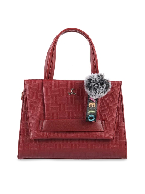 

Mochi Maroon Textured PU Structured Handheld Bag