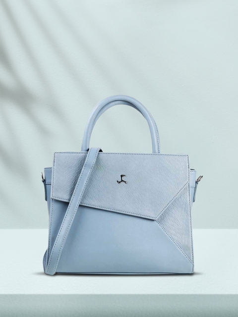 

Mochi Blue Textured PU Swagger Satchel with Tasselled
