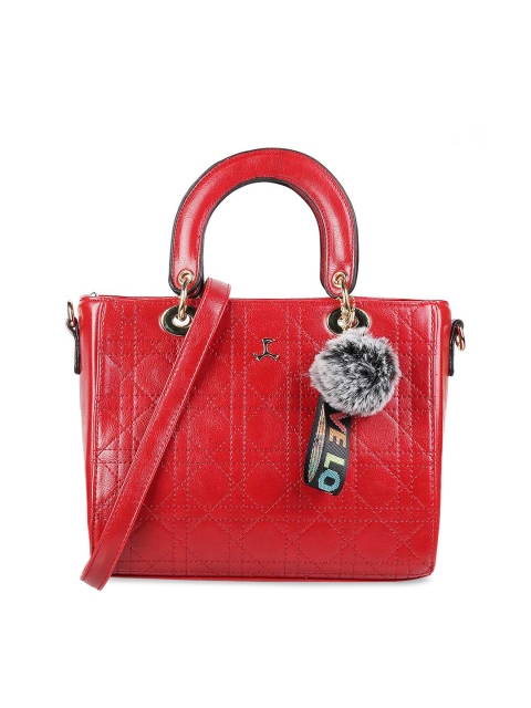 

Mochi Red Textured PU Structured Handheld Bag