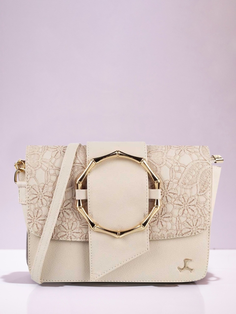 

Mochi Beige Textured Structured Sling Bag
