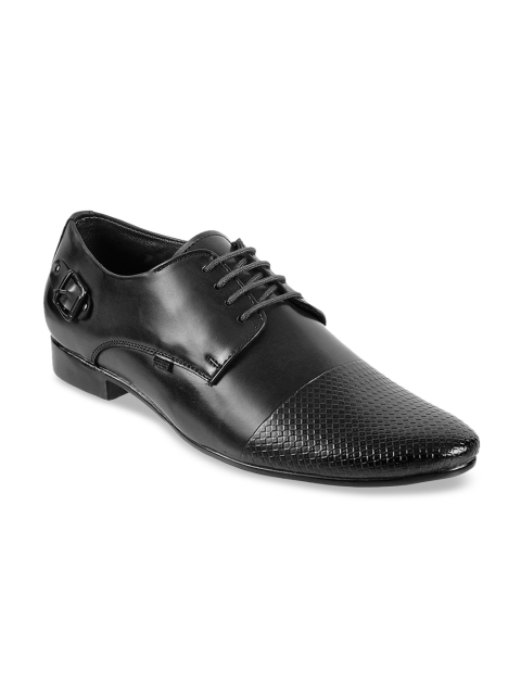 

WALKWAY Men Black Textured Formal Derbys