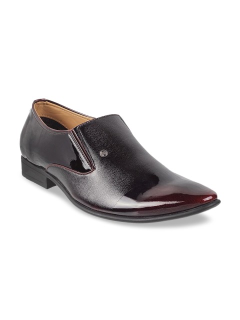 

WALKWAY Men Brown Solid Formal Slip-Ons